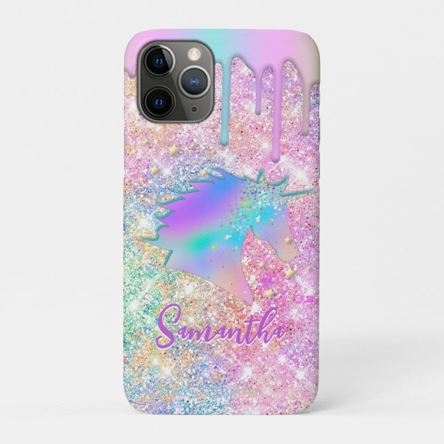 Niedliche Rainbow-Einhorn-Imitate Glitzer-Sterne-M Case-Mate iPhone Hülle (Rückseite)