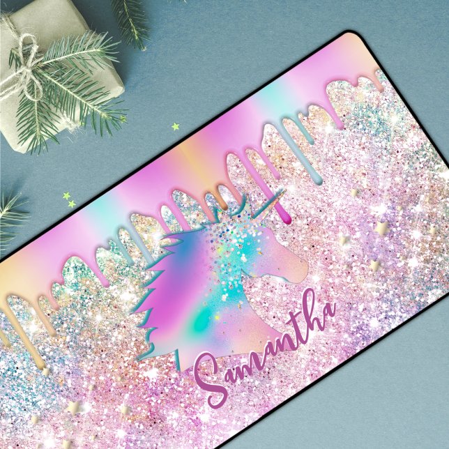 Niedliche Rainbow-Einhorn-Imitate Glitzer-Sterne-M Schreibtischunterlage (Von Creator hochgeladen)