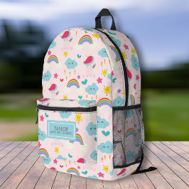 Niedliche Rainbow-Einhornsterne, Personalisierte K Bedruckter Rucksack