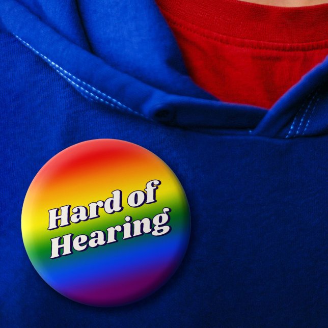 Niedliche Rainbow-Gradient-Typografie Button (Cute Rainbow Gradient Typography Hard of Hearing Button)