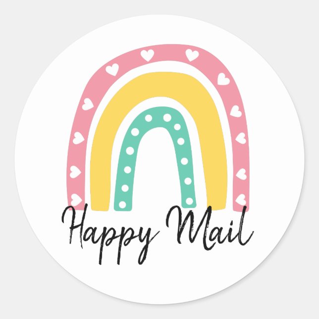Niedliche Rainbow Happy Mail Runder Aufkleber (Vorderseite)
