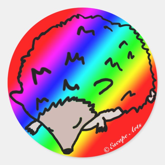Niedliche Rainbow-Igel-Stickers Runder Aufkleber (Vorderseite)