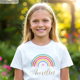 Niedliche Rainbow Liebe Herz Personalisiert Name G T-Shirt