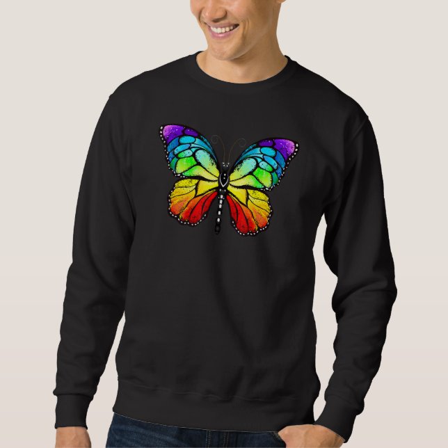 Niedliche Rainbow Monarch Butterfly Ästhetik Sweatshirt (Vorderseite)