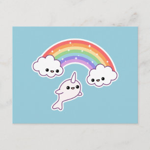 Niedliche Rainbow Narwhal Geburtstagsparty Einladu Einladung