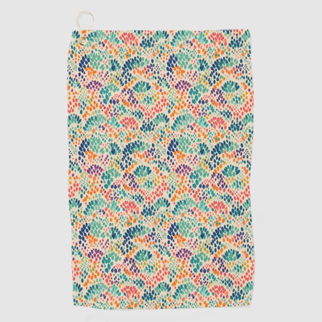 Niedliche Rainbow Pastell Briefmarke Blumenmuster Golfhandtuch (Vorderseite)