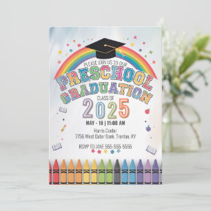 Niedliche Rainbow-Preschool-Graduation Cap Confett Einladung
