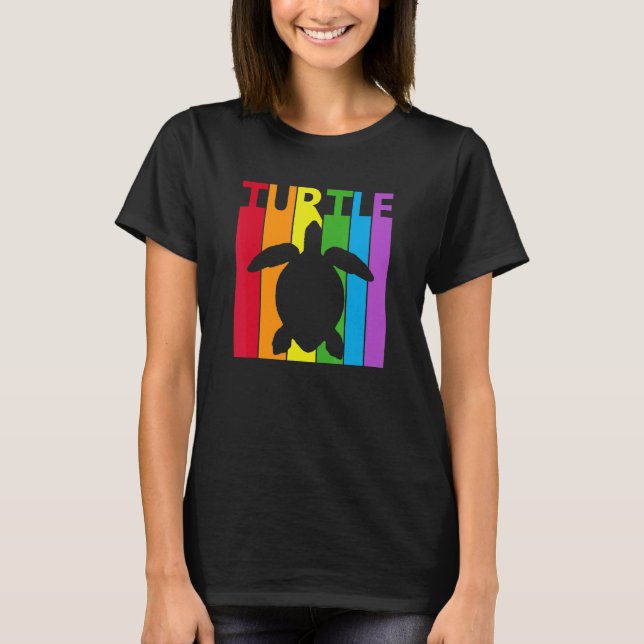 Niedliche Rainbow Turtle Animal Lover T-Shirt (Vorderseite)