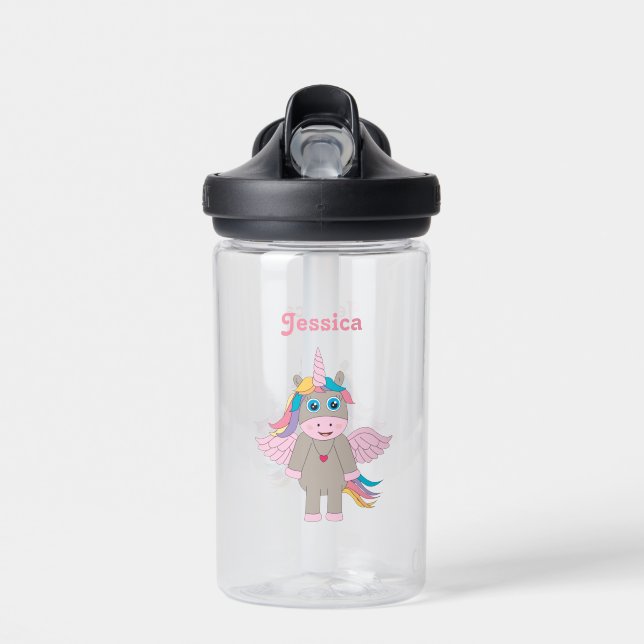 Niedliche Rainbow Unicorn Design School Trinkflasche (Vorne)