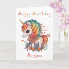 Niedliche Rainbow Unicorn Geburtstagkarte Karte