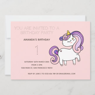 Niedliche Rainbow Unicorn Geburtstagsparty Einladu Einladung