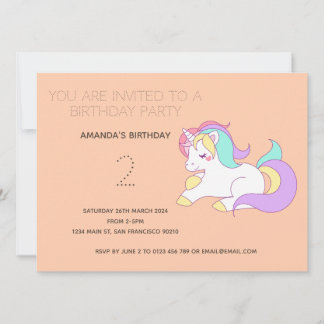 Niedliche Rainbow Unicorn Geburtstagsparty Einladu Einladung