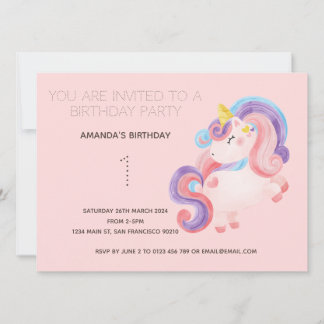 Niedliche Rainbow Unicorn Geburtstagsparty Einladu Einladung