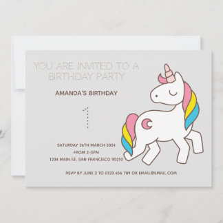 Niedliche Rainbow Unicorn Geburtstagsparty Einladu Einladung