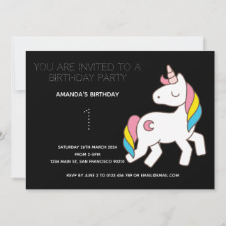 Niedliche Rainbow Unicorn Geburtstagsparty Einladu Einladung