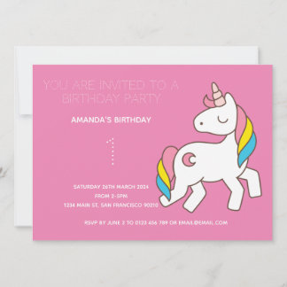 Niedliche Rainbow Unicorn Geburtstagsparty Einladu Einladung