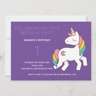 Niedliche Rainbow Unicorn Geburtstagsparty Einladu Einladung