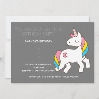 Niedliche Rainbow Unicorn Geburtstagsparty Einladu Einladung