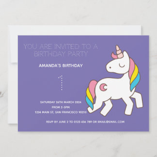 Niedliche Rainbow Unicorn Geburtstagsparty Einladu Einladung