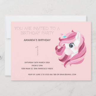 Niedliche Rainbow Unicorn Geburtstagsparty Einladu Einladung