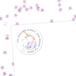 Niedliche Rainbow Unicorn Girls | Round-Address-La Runder Aufkleber