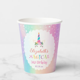 Niedliche Rainbow Unicorn Magical Birthday Party Pappbecher