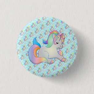 Niedliche Rainbow Unicorn Pony Button Taste