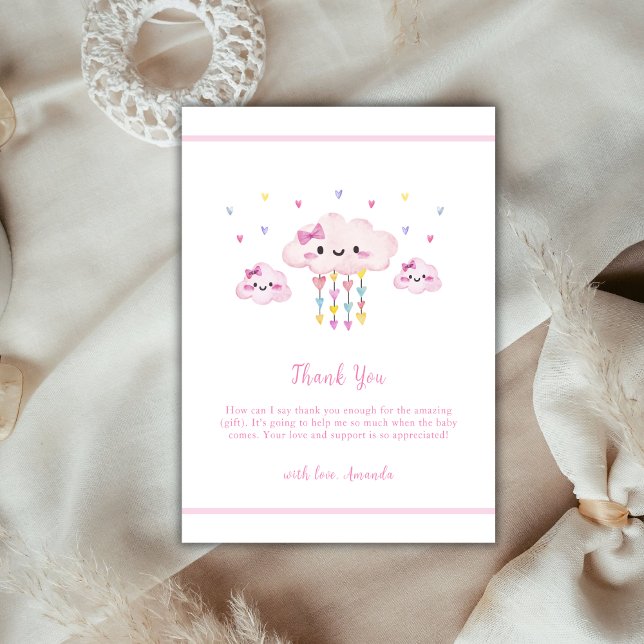 Niedliche Raindrop Sweetheart Babydusche Dankeskarte (Cute Colorful Raindrop Sweetheart Baby Shower Thank You Card)