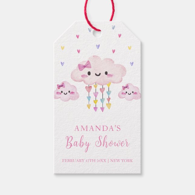 Niedliche Raindrop Sweetheart Babydusche Geschenkanhänger (Vorderseite)