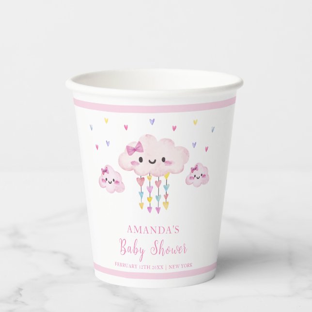 Niedliche Raindrop Sweetheart Babydusche Pappbecher (Vorderseite)