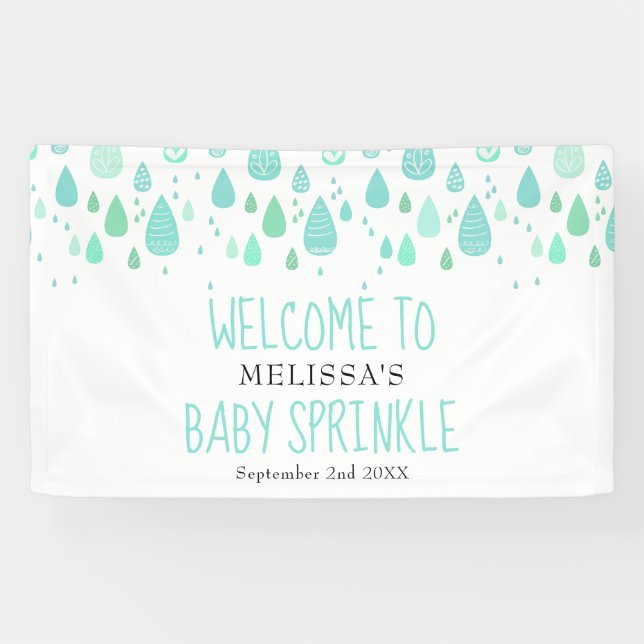 Niedliche Raindrops Baby Sprinkle / Dusche Willkom Banner (Horizontal)