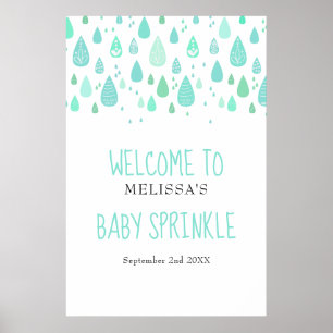 Niedliche Raindrops Baby Sprinkle / Dusche Willkom Poster