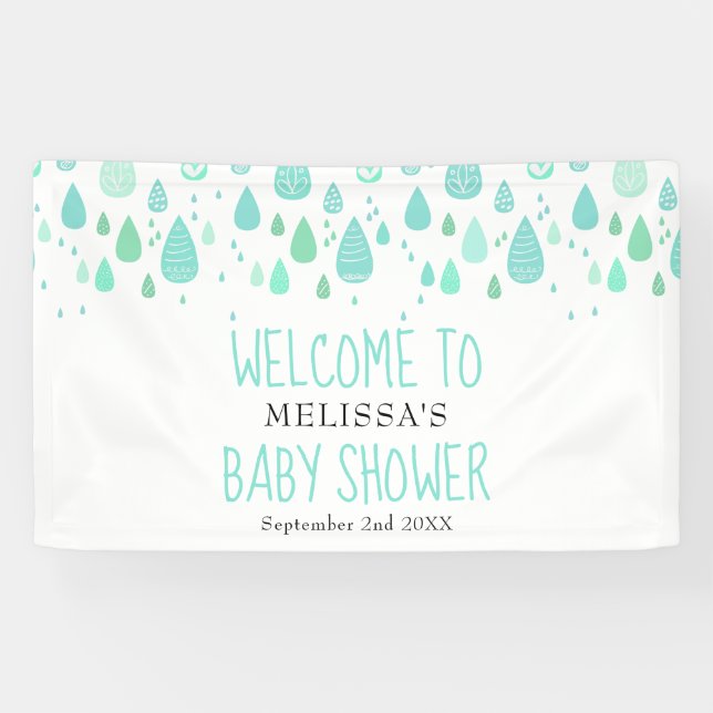 Niedliche Raindrops Kinderdusche / Sprinkle Empfan Banner (Horizontal)