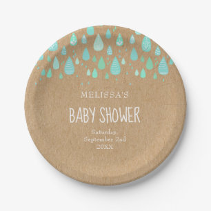 Niedliche Raindrops Paare Kinderdusche/Sprinkle Ru Pappteller