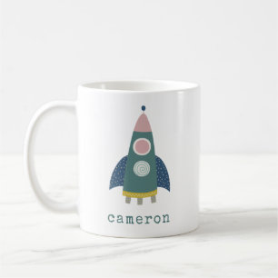 Niedliche Raketenschiff Coole Weltraumkunst Person Kaffeetasse