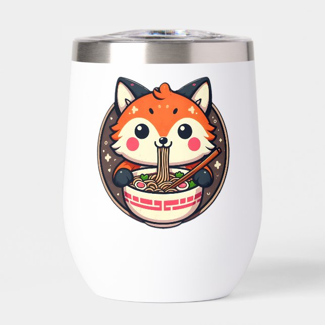 Niedliche Ramen Fox Illustration für Merch Design (Vorderseite)