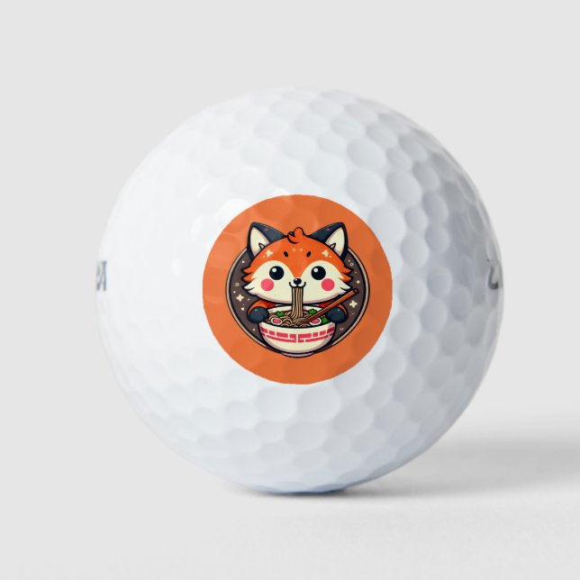 Niedliche Ramen Fox Illustration für Merch Design Golfball (Vorderseite)