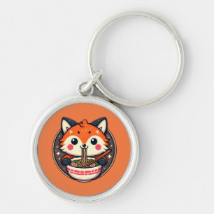 Niedliche Ramen Fox Illustration für Merch Design Schlüsselanhänger