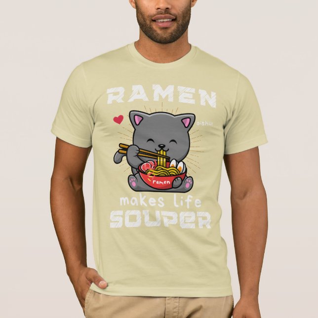 Niedliche Ramen machen Lebenswärmer Katzennudeln Tri-Blend Shirt (Vorderseite)