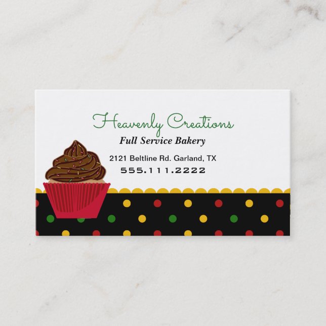 Niedliche Rasta Polka Dot Bakery Business Card Visitenkarte (Vorderseite)