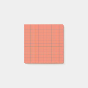 Niedliche Raster-Büromaterial für Coral Checkered  Post-it Klebezettel