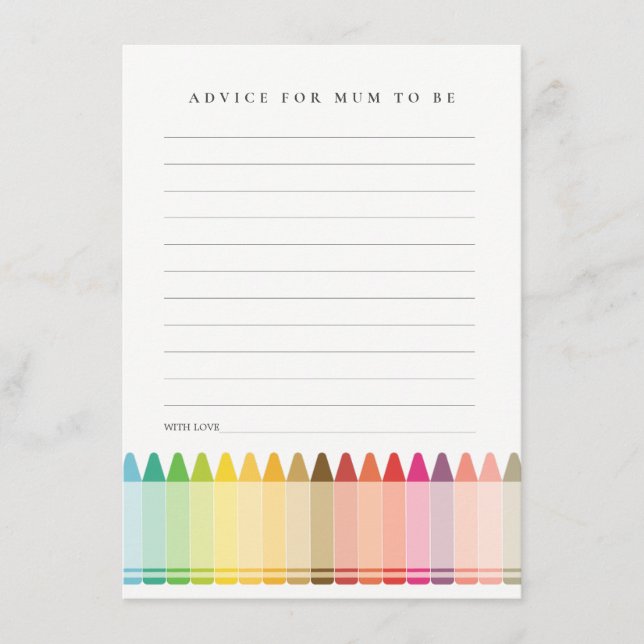 Niedliche Ratschläge für Mama Baby Dusche Begleitkarte (Vorderseite)