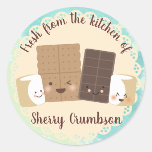 Niedliche Räuchermarshmallows aus der Etikettenküc Runder Aufkleber