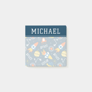 Niedliche Raumabenteuermuster Post-it Klebezettel