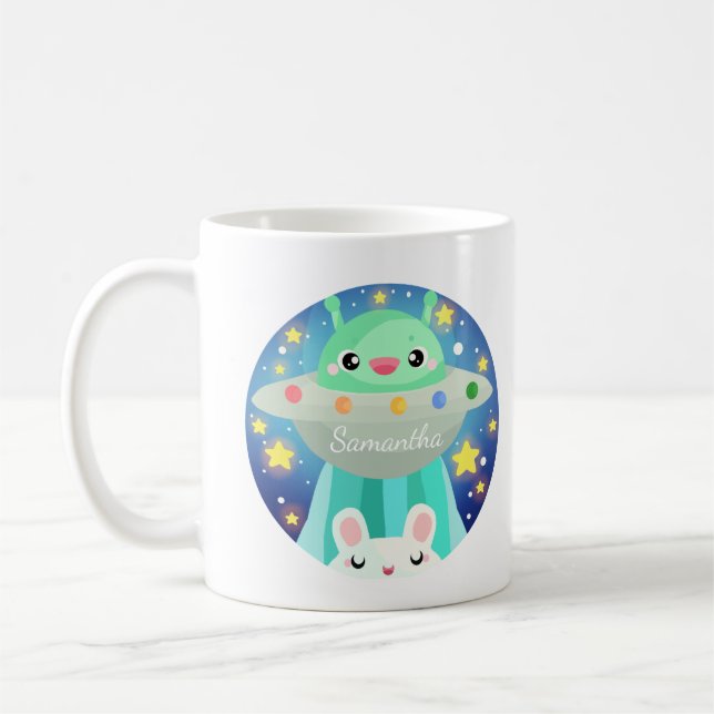Niedliche Raumgestaltung und sonniges Kaninchen Kaffeetasse (Links)