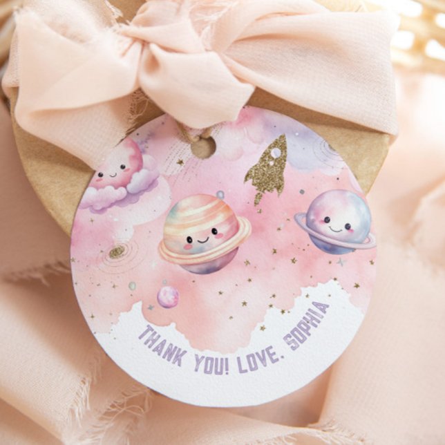 Niedliche Raumplaner und Sterne Vielen Dank Geschenkanhänger (Von Creator hochgeladen)