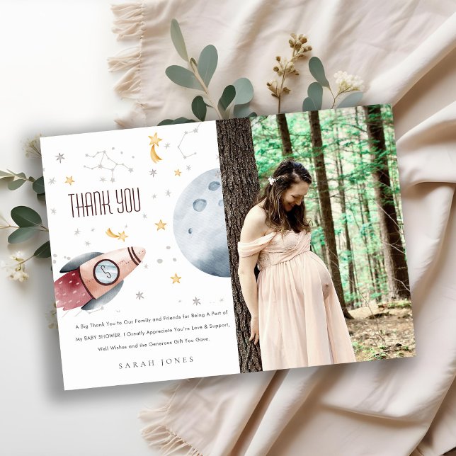 Niedliche Raumsonde-Starry-Rakete-Planet-Kinderdus Dankeskarte (Von Creator hochgeladen)