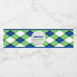 Niedliche Raute Pattern Golf Themed Wasserflaschenetikett