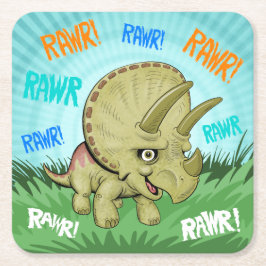 Niedliche RAWR-Triceratops Rechteckiger Pappuntersetzer