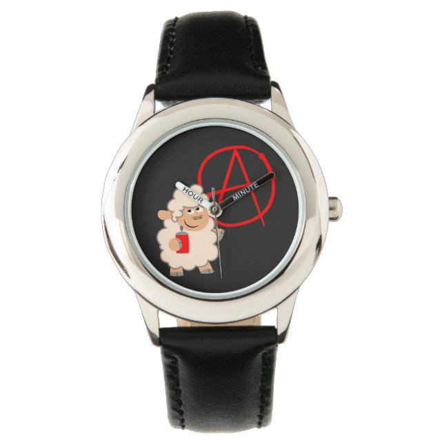 Niedliche Rebellion des Cartoon Schaf beobachten Armbanduhr (Vorderseite)